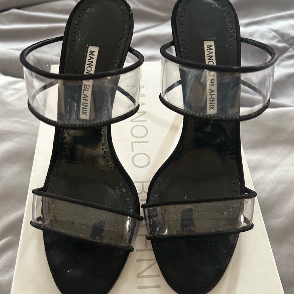 Manolo Blahnik Black and Clear Heels